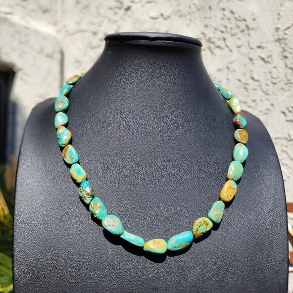 Vtg Royston Turquoise Necklace Sterling Silver Blue Green Brown Gemstone Native - Picture 12 of 12